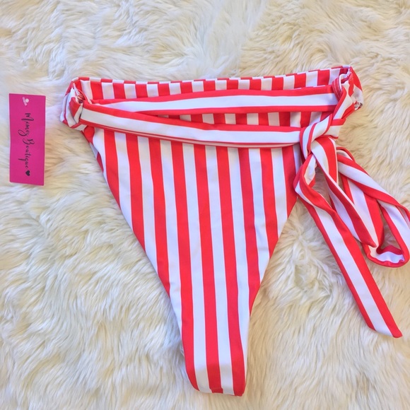 2 PC Striped U-Ring High Waisted Bikini Set - Picture 6 of 7